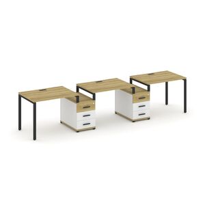 Рабочая станция на 3 места с двумя опорными тумбами