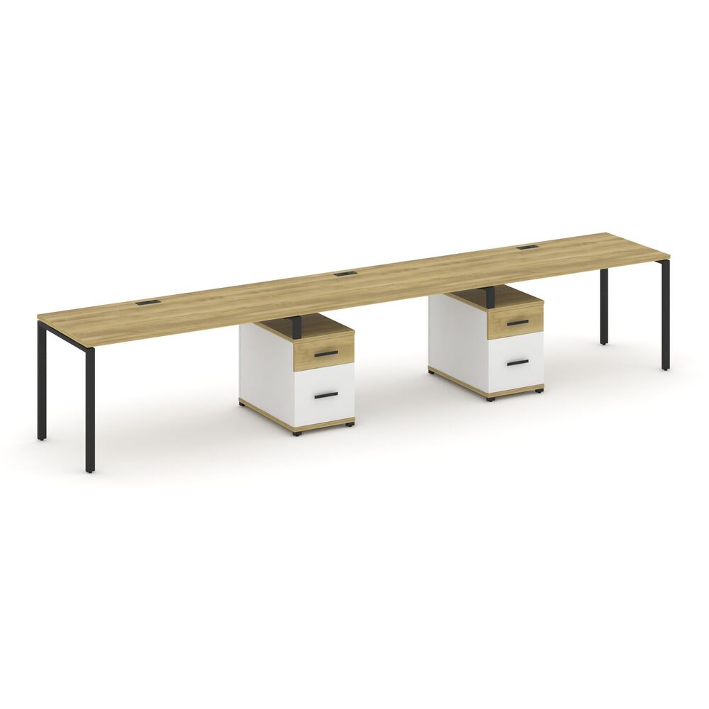 Рабочая станция на 3 места с двумя опорными тумбами