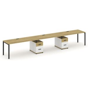 Рабочая станция на 3 места с двумя опорными тумбами