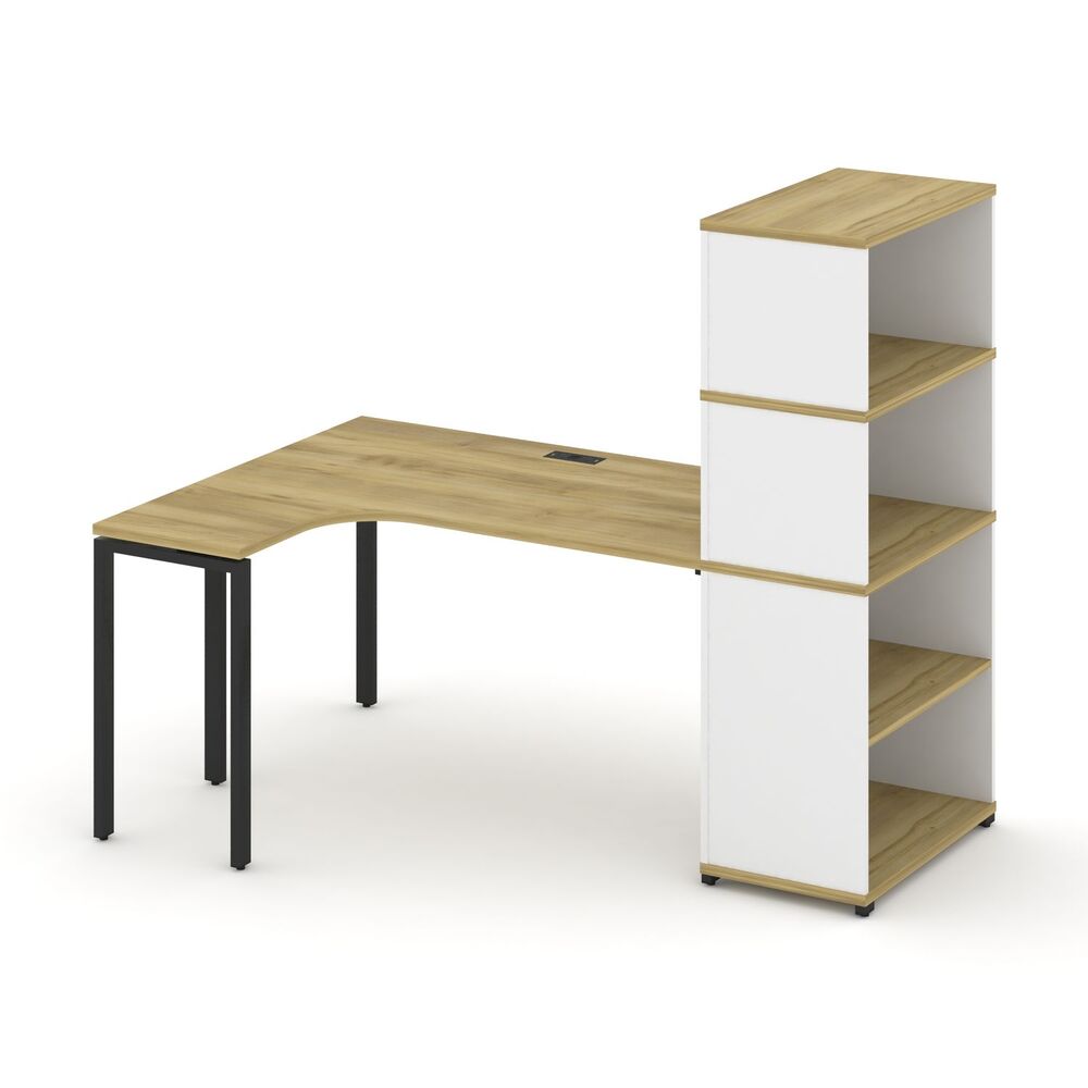 Стол эргономичный с опорным стеллажом с надставкой высокой левый