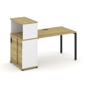Стол рабочий с опорным шкафом купе с надставкой низкой