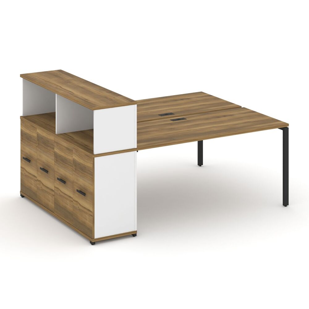 Рабочая станция с опорным распашным шкафом с надставкой низкой