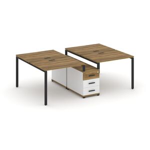 Рабочая станция на 4 места с двухсторонней опорной тумбой