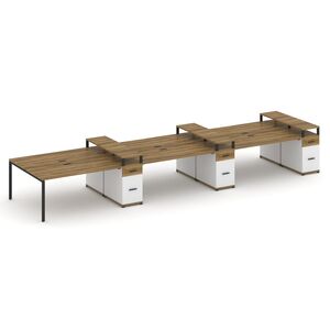 Рабочая станция на 6 мест с тремя опорными тумбами