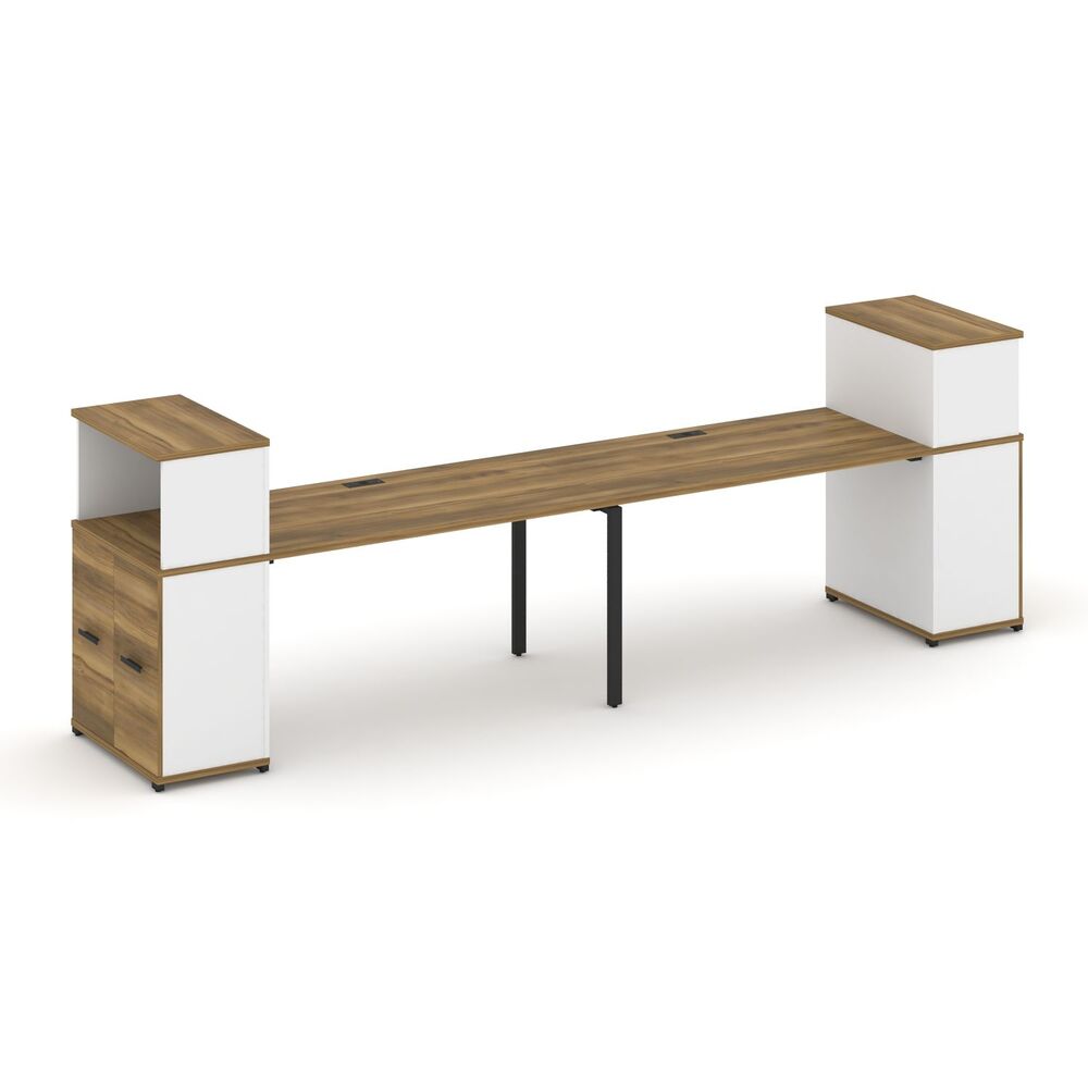 Рабочая станция с опорными распашными шкафами с надставкой низкой