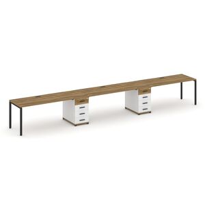 Рабочая станция на 3 места с двумя опорными тумбами