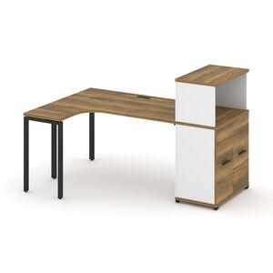 Стол эргономичный с опорным распашным шкафом с надставкой низкой левый