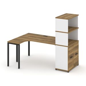 Стол эргономичный с опорным распашным шкафом с надставкой высокой левый