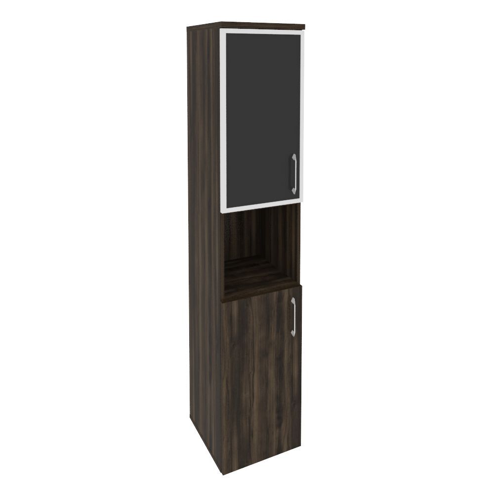 Шкаф высокий узкий левый (стекло черное)