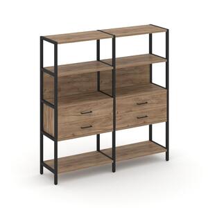 Двухсекционный стеллаж четырехярусный с ящиками