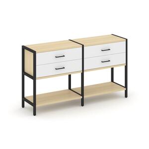 Двухсекционный стеллаж двухярусный с ящиками