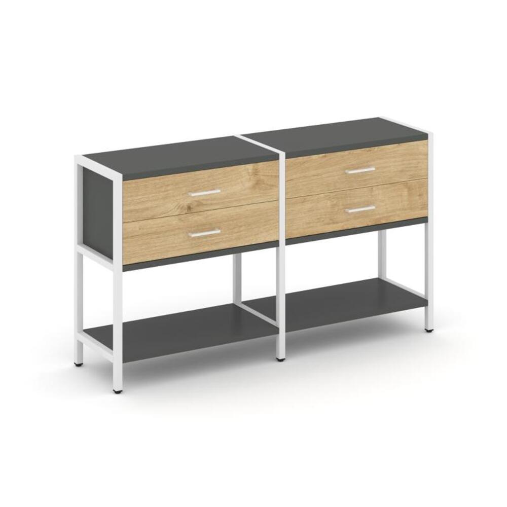 Двухсекционный стеллаж двухярусный с ящиками