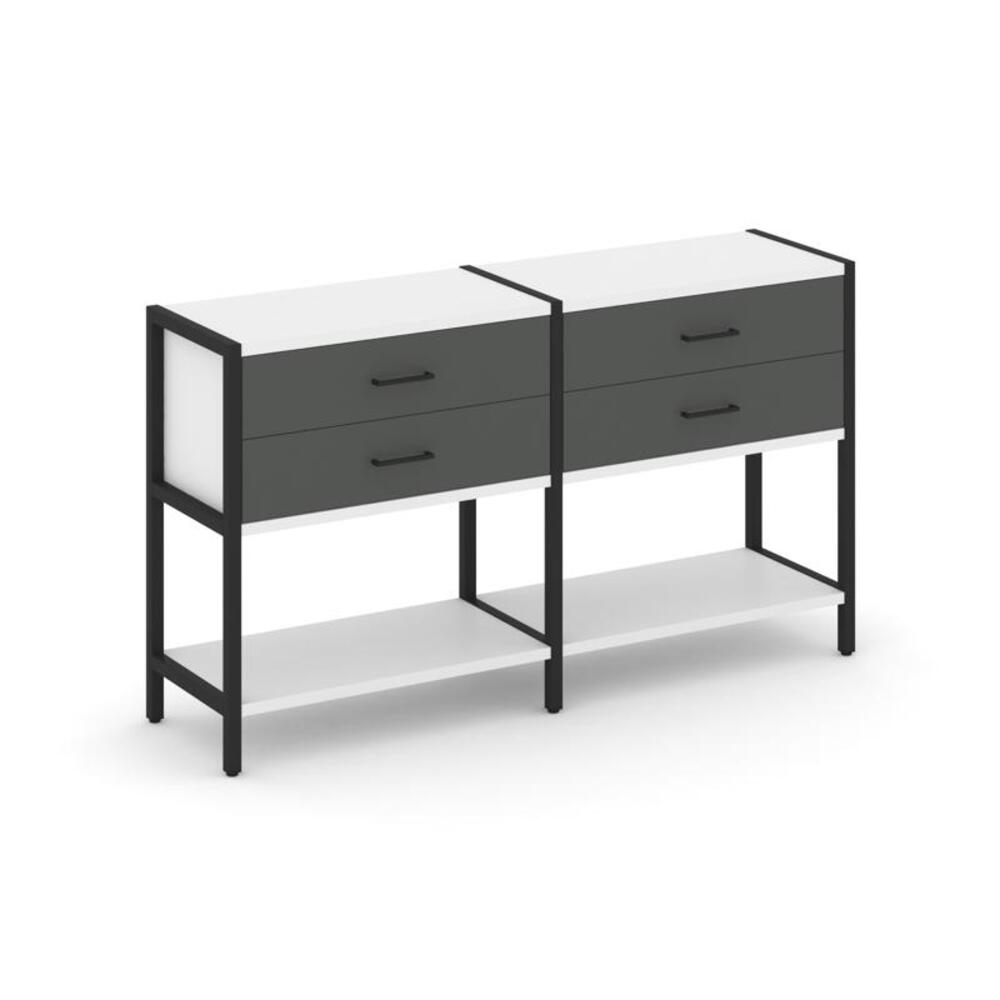 Двухсекционный стеллаж двухярусный с ящиками