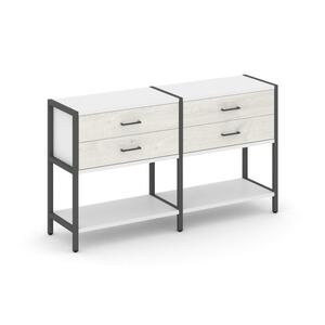 Двухсекционный стеллаж двухярусный с ящиками