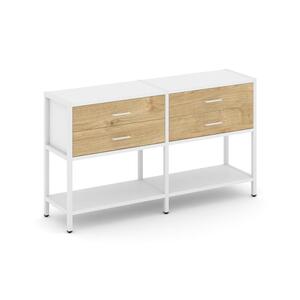 Двухсекционный стеллаж двухярусный с ящиками