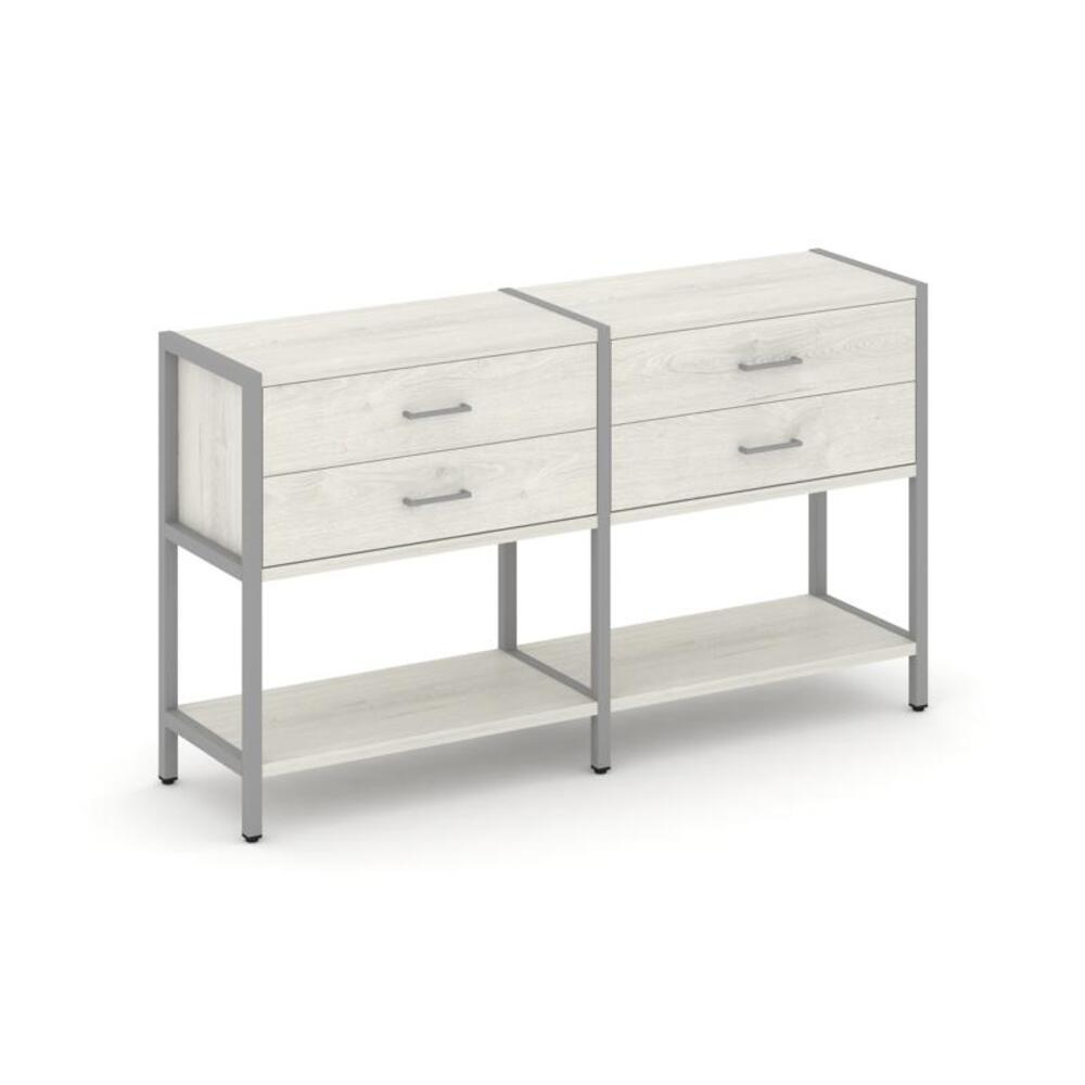 Двухсекционный стеллаж двухярусный с ящиками