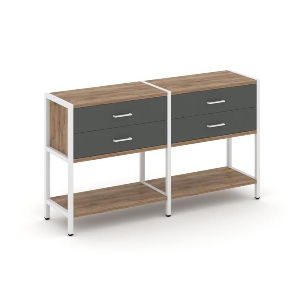 Двухсекционный стеллаж двухярусный с ящиками