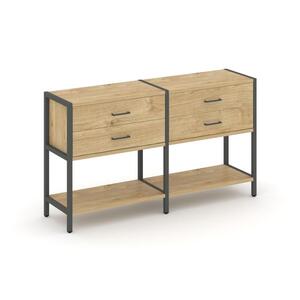 Двухсекционный стеллаж двухярусный с ящиками