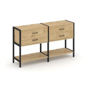 Двухсекционный стеллаж двухярусный с ящиками