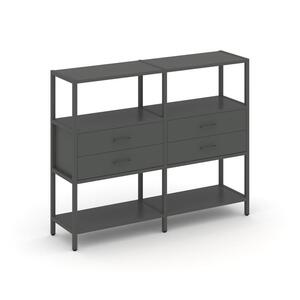 Двухсекционный стеллаж трехярусный с ящиками