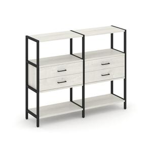 Двухсекционный стеллаж трехярусный с ящиками