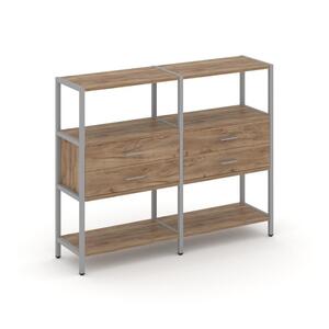 Двухсекционный стеллаж трехярусный с ящиками