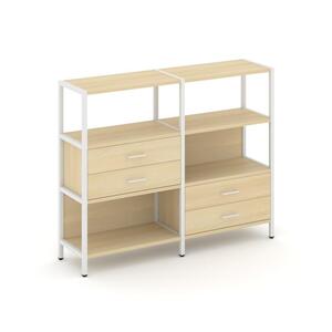 Двухсекционный стеллаж трехярусный с ящиками