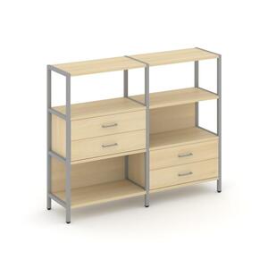 Двухсекционный стеллаж трехярусный с ящиками