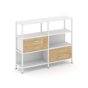 Двухсекционный стеллаж трехярусный с ящиками