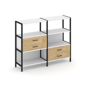 Двухсекционный стеллаж трехярусный с ящиками