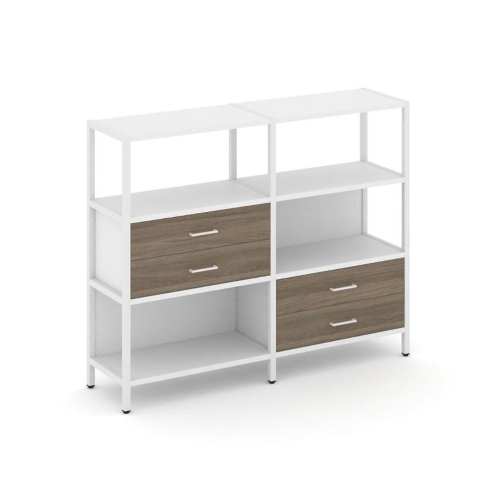 Двухсекционный стеллаж трехярусный с ящиками