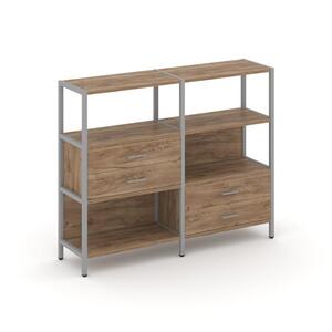 Двухсекционный стеллаж трехярусный с ящиками