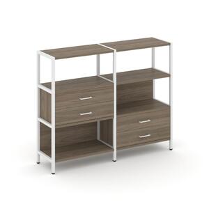 Двухсекционный стеллаж трехярусный с ящиками