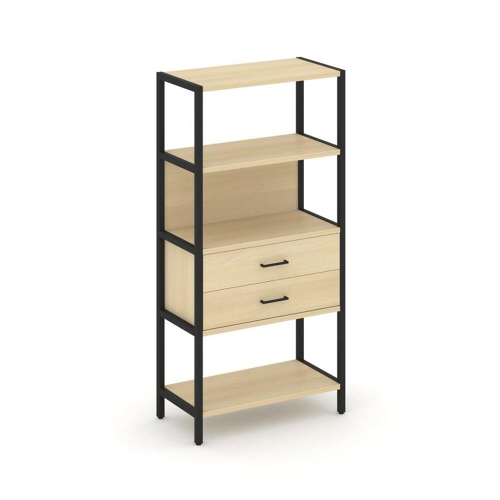 Односекционный стеллаж четырехярусный с ящиками