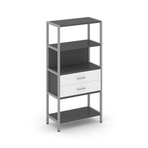 Односекционный стеллаж четырехярусный с ящиками