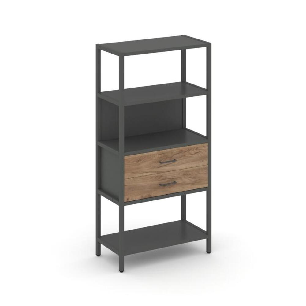 Односекционный стеллаж четырехярусный с ящиками