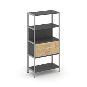 Односекционный стеллаж четырехярусный с ящиками