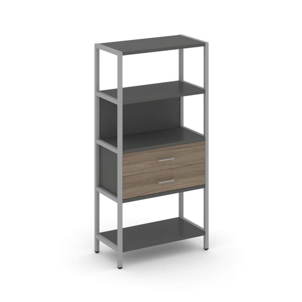 Односекционный стеллаж четырехярусный с ящиками