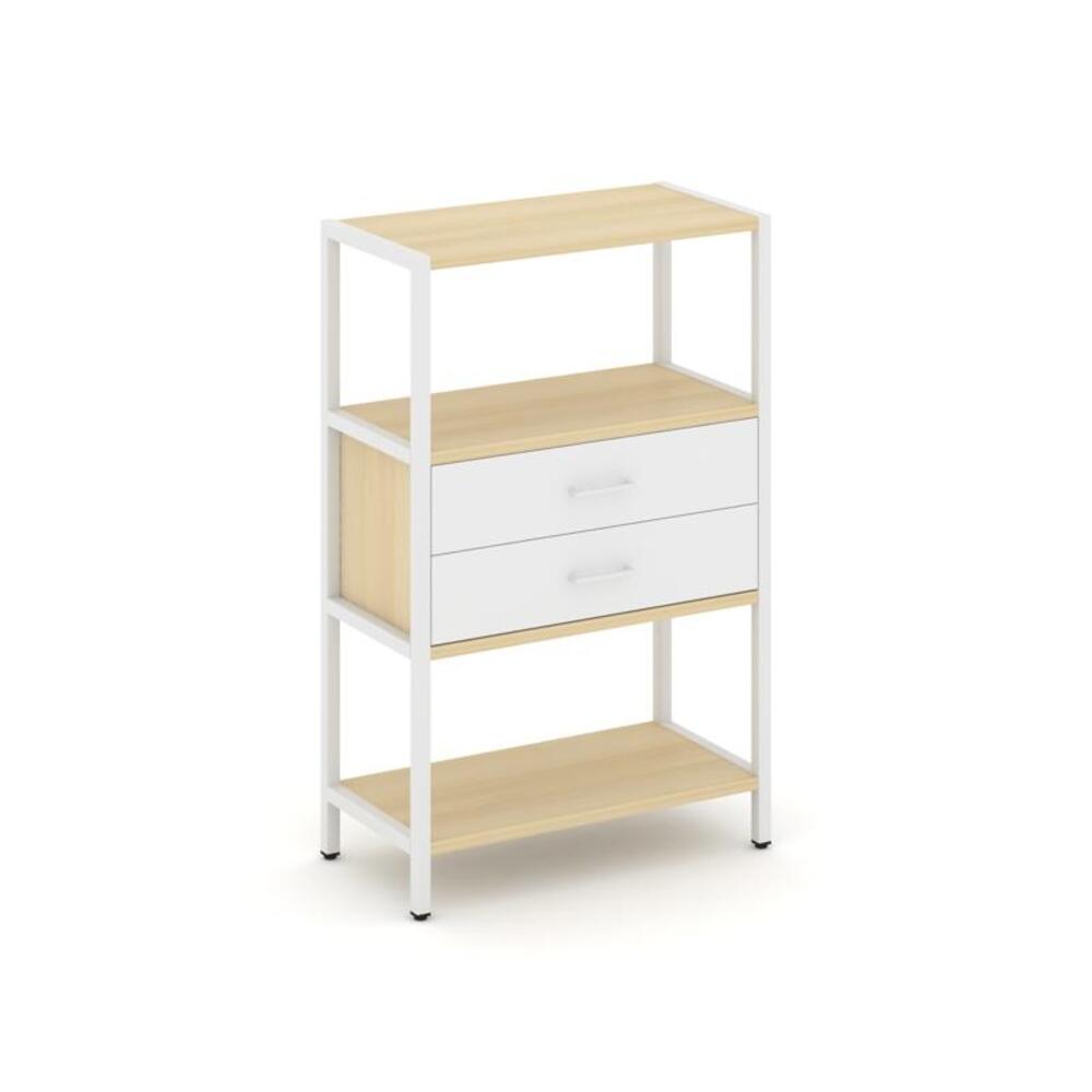 Односекционный стеллаж трехярусный с ящиками