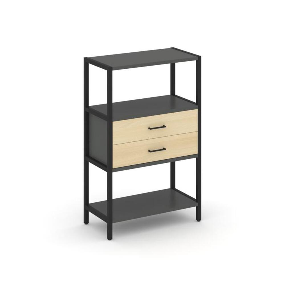 Односекционный стеллаж трехярусный с ящиками