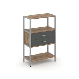 Односекционный стеллаж трехярусный с ящиками