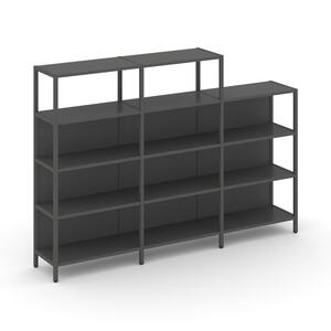Трехсекционный стеллаж четырех/трехярусный