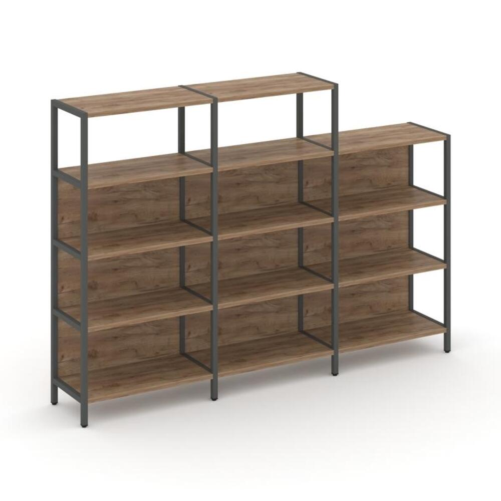 Трехсекционный стеллаж четырех/трехярусный