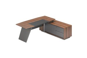Стол руководителя на опорной сервисной тумбе (правый)