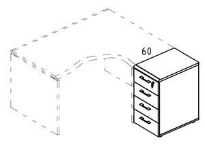 Тумба 4 ящика приставная